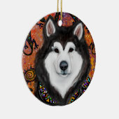 Alaskan Malamute Keramisch Ornament (Rechts)