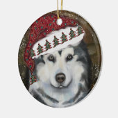 Alaskan Malamute Keramisch Ornament (Links)