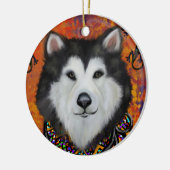 Alaskan Malamute Keramisch Ornament (Links)