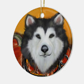 Alaskan Malamute Keramisch Ornament (Links)