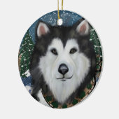 Alaskan Malamute Keramisch Ornament (Links)