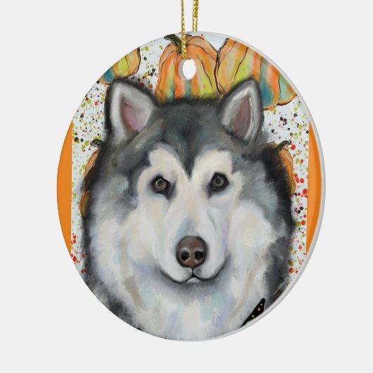 Alaskan Malamute Keramisch Ornament (Links)