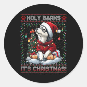 Alaskan Malamute Kerstboom Decoraties Hond Lo Ronde Sticker