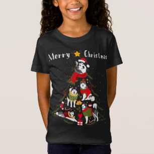 Alaskan Malamute Kerstboom Xmas Hondenliefhebber T-shirt