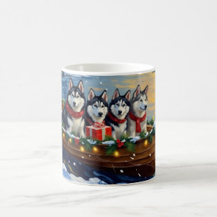 Alaskan Malamute Kerstboot Vakantie Koffiemok