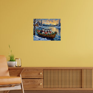 Alaskan Malamute Kerstboot Vakantie Poster