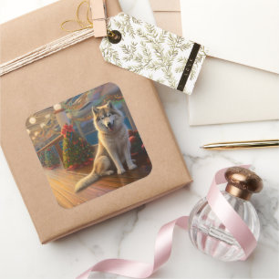 Alaskan Malamute Kerstmis Cruise: Pawsome Holiday Vierkante Sticker