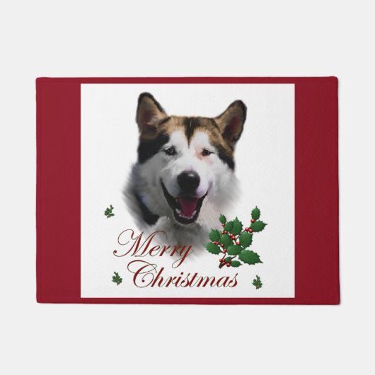 Alaskan Malamute Kerstmis Deurmat (Voorkant)