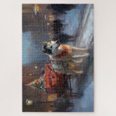 Alaskan Malamute Kerstmis Feestelijk Seizoen Legpuzzel (Verticaal)