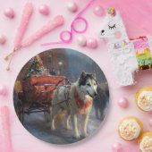 Alaskan Malamute Kerstmis Feestelijk Seizoen Papieren Bordje (Feest)