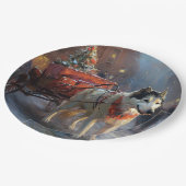 Alaskan Malamute Kerstmis Feestelijk Seizoen Papieren Bordje (Gekanteld)