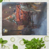 Alaskan Malamute Kerstmis Feestelijk Seizoen Theedoek (Gevouwen)