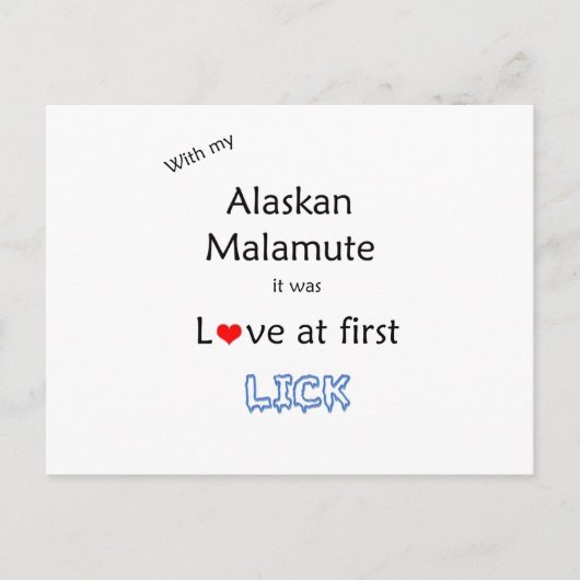Alaskan Malamute Lick Design Briefkaart (Voorkant)
