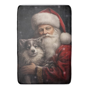 Alaskan Malamute met Kerstman Kerstmis Badmat