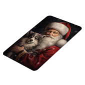 Alaskan Malamute met Kerstman Kerstmis Magneet (Linkerzijde)