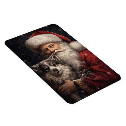 Alaskan Malamute met Kerstman Kerstmis Magneet (Rechterzijde)