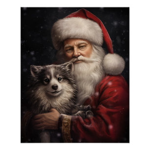 Alaskan Malamute met Kerstman Kerstmis Perfect Poster