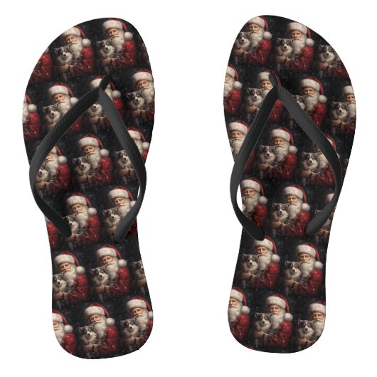 Alaskan Malamute met Kerstman Kerstmis Teenslippers (Voetbed)
