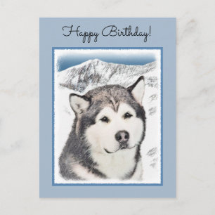 Alaskan Malamute Painting - Cute Original Dog Art Briefkaart
