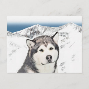 Alaskan Malamute Painting - Cute Original Dog Art Briefkaart