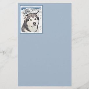 Alaskan Malamute Painting - Cute Original Dog Art Briefpapier