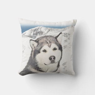 Alaskan Malamute Painting - Cute Original Dog Art Buitenkussen