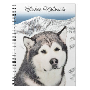 Alaskan Malamute Painting - Cute Original Dog Art Notitieboek