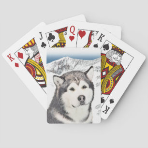 Alaskan Malamute Painting - Cute Original Dog Art Pokerkaarten