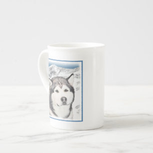 Alaskan Malamute Painting - Cute Original Dog Art Porselein Kop
