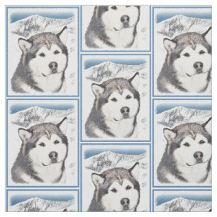 Alaskan Malamute Painting - Cute Original Dog Art Stof