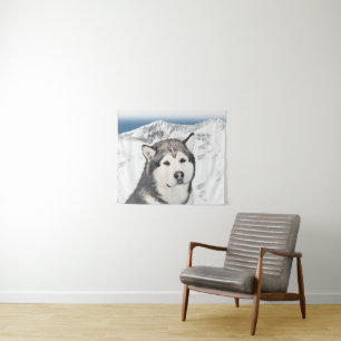 Alaskan Malamute Painting - Cute Original Dog Art Wandkleed