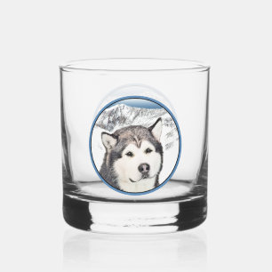 Alaskan Malamute Painting - Cute Original Dog Art Whisky Glas
