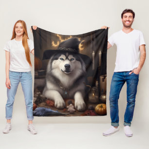 Alaskan Malamute Pompoenen Halloween Griezelen Fleece Deken
