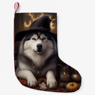 Alaskan Malamute Pompoenen Halloween Griezelen Kleine Kerstsok