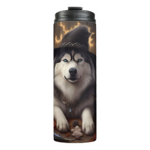 Alaskan Malamute Pompoenen Halloween Griezelen Thermosbeker