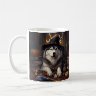 Alaskan Malamute Pumpkins Halloween Scary Koffiemok