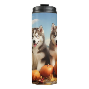 Alaskan Malamute Pup Autumn Delight Pompoen Thermosbeker