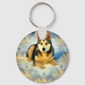 Alaskan Malamute Puppies Sleutelhanger (Voorkant)