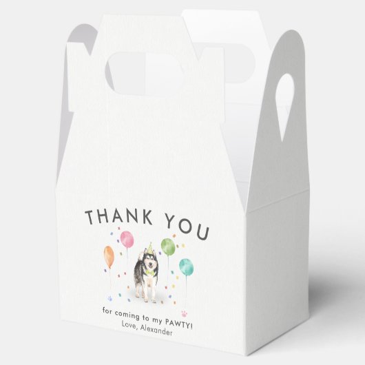 Alaskan Malamute Puppy Dog Verjaardag Dank u Bedankdoosjes (Geopend)