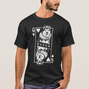 Alaskan Malamute Queen of Hearts Funny Dog Kaart P T-shirt