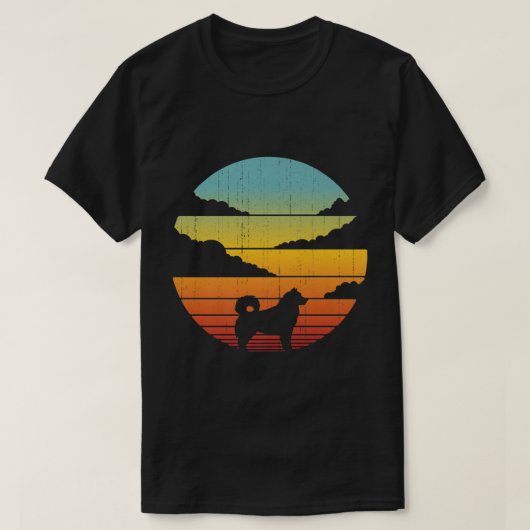 Alaskan Malamute Retro 60-70-s Sunset Dog T-shirt (Design voorkant)