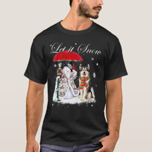 Alaskan Malamute Santa Dog Kerstmis Snowman Xmas T-shirt