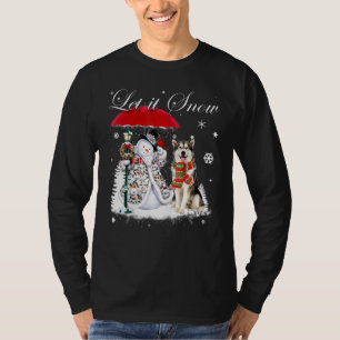 Alaskan Malamute Santa Dog Kerstmis Snowman Xmas T-shirt