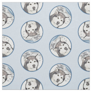 Alaskan Malamute Schilderij Mal Sled Dog Art Stof