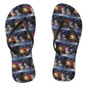 Alaskan Malamute Snowy Sleigh Ride Kerstmis Teenslippers (Voetbed)