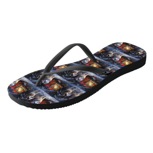 Alaskan Malamute Snowy Sleigh Ride Kerstmis Teenslippers (Schuin)