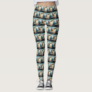 Alaskan Malamute Strand Surfen Schilderij Leggings