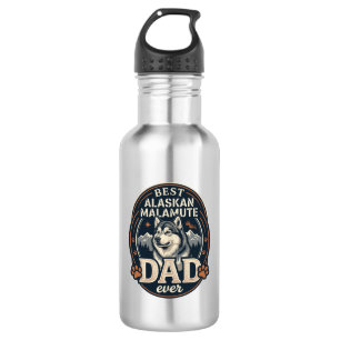 Alaskan Malamute Vader Hond Portret Bergen Badge Waterfles