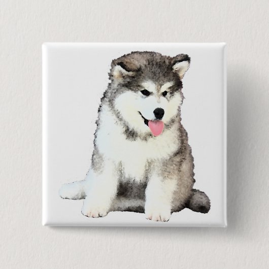 Alaskan Malamute Vierkante Button 5,1 Cm (Voorkant)