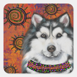 ALASKAN MALAMUTE VIERKANTE STICKER